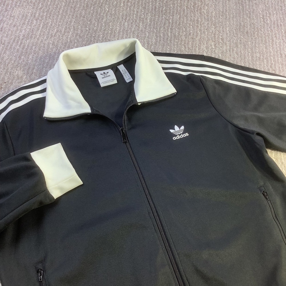 Adidas Originals Full Zip 3 Stripe Track Jacket Black White Size XL